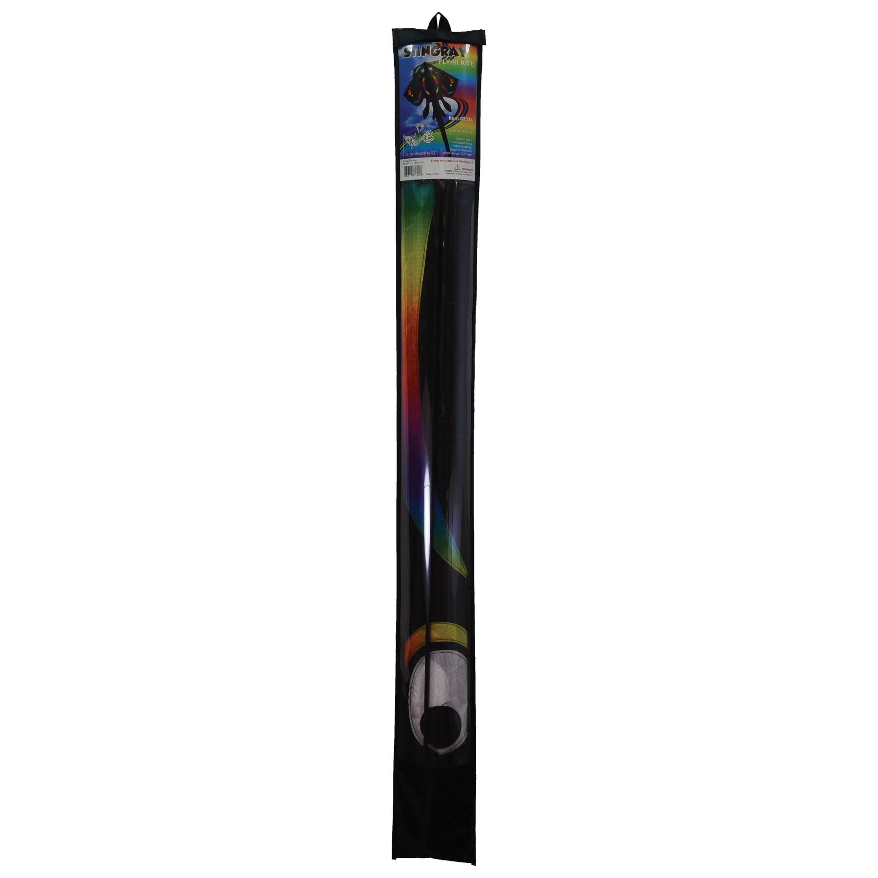 In the Breeze 3314 - 70-inch Black Stingray Ripstop Kite — Fun, Easy Flying Kite for All Ages
