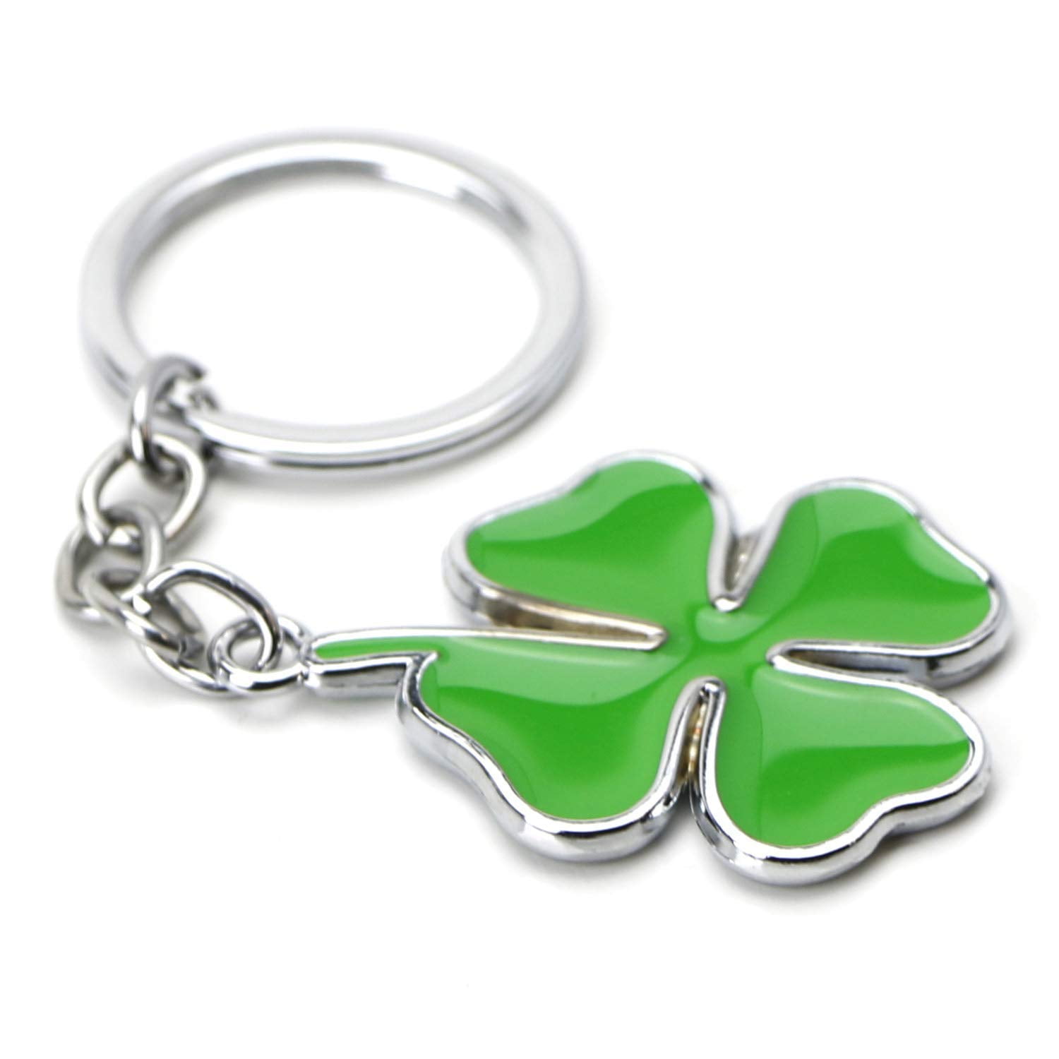 Fashion Lucky Four Leaf Clovers Charm Pendant Keyring Key Ring Chain Gift 