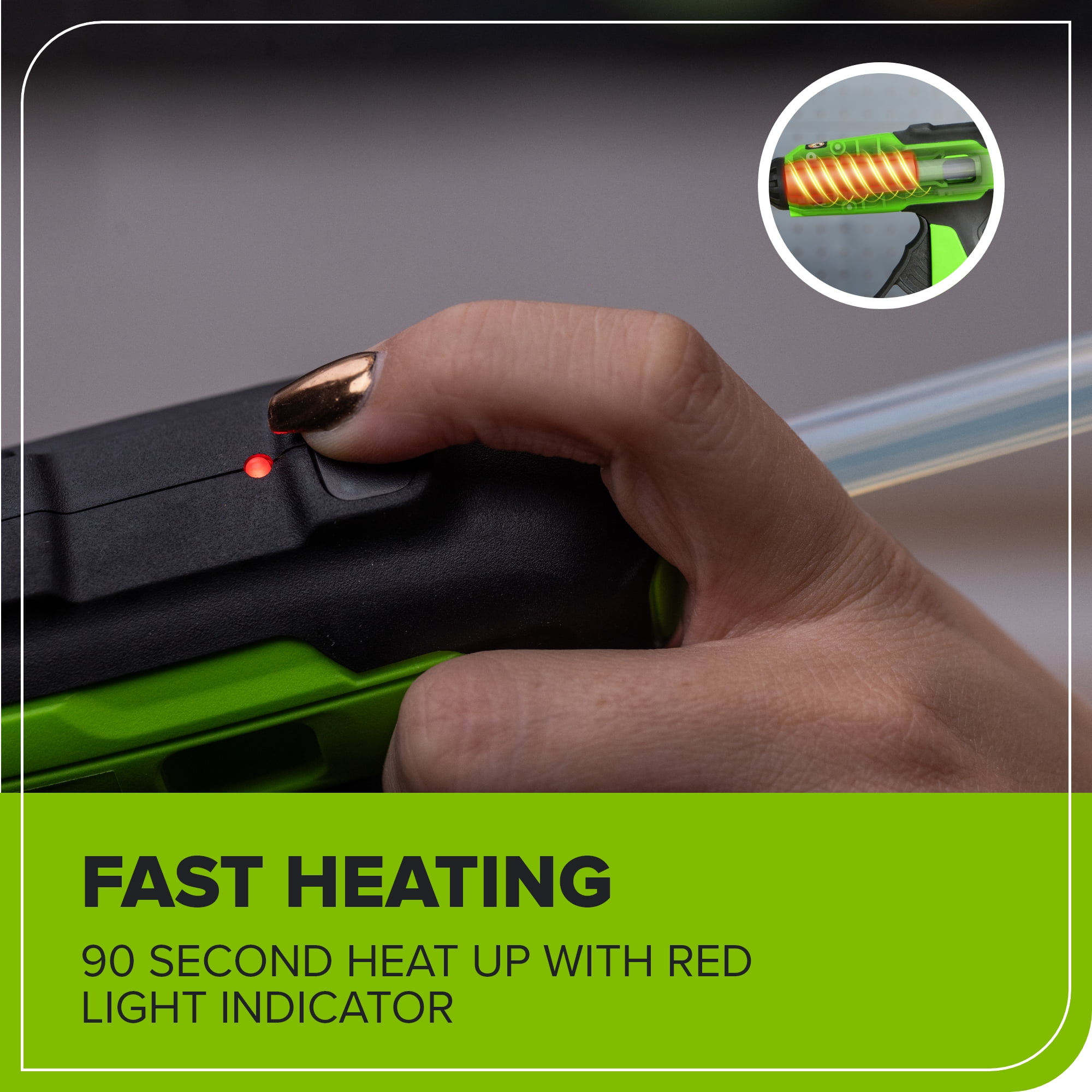 Greenworks 24V Cordless Glue Gun - 1.5min Fast Heating ,LED light, Drip-free nozzle, 100 min Runtime, Auto off for DIY, Arts, Crafts, Home Decoration, , with 2.0Ah Battery & Charger