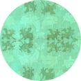 thumbnail image 1 of Ahgly Company Machine Washable Indoor Round Abstract Turquoise Blue Modern Area Rugs, 3' Round, 1 of 4