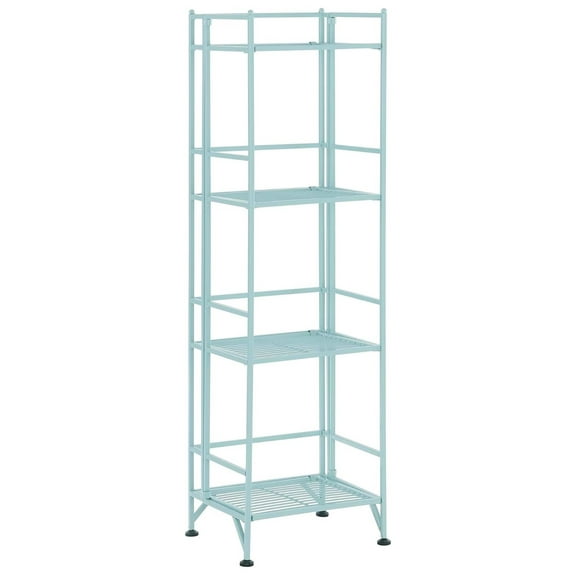 Xtra Storage 4-Tier Folding Metal Shelf, Seafoam, 13D x 11.25W x 45H in