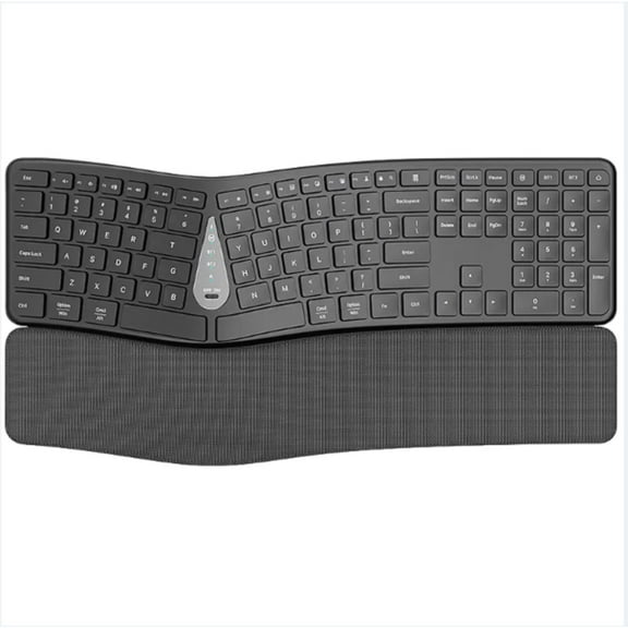 Bluetooth Dual-mode Ergonomic Keyboard and Mouse Set with Wrist Rest, Silent, Rechargeable Keyboard, Waterproof, 111 Key Size 456 * 230 * 53.2, Simultaneously Linking 2 Devices