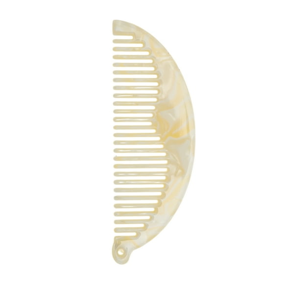 Unique Bargains 1 Pc Half Round Hair Comb with Hole Yellow Acetate Sheet
