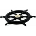 thumbnail image 2 of Wooden Nautical Ship Steering Wheel | Ships Wheel | Captains Boat Wheel | Wall Hanging Ornament | Perfect for Home Décor. (Black, 15 Inches), 2 of 5