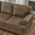 thumbnail image 5 of 2 Piece Set Comfy Sofa Couch, 3 Seater & Loveseat Sofa with Deep Seats, Modern Upholstered Sleeper Couch with Nails for Living Room, Brown, 5 of 9