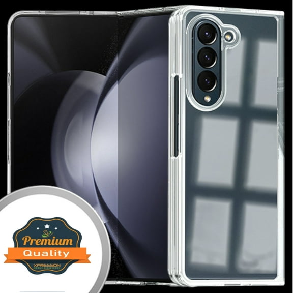 Xpression Cover for Samsung Galaxy Z Fold 6 Slim Frame Shockptoof Hybrid Rubber Silicone Gummy TPU Clear Hard Back Protective Phone Case - Transparent