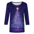 thumbnail image 5 of Christmas Shirts for Women 2025 Sparkly Christmas Tree Shirt Womens 3/4 Sleeve Tops and Blouses Casual Round Neck T-Shirt Dressy Fashion Tops, 5 of 5