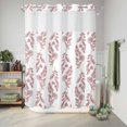 thumbnail image 6 of No Hook Shower Curtain, Red Botanical Shower Curtains for Bathroom with See Through Top Window, Pastoral Elegant Spring Floral Waterproof & Washable Bath Curtain Stall 48"x72", 6 of 9
