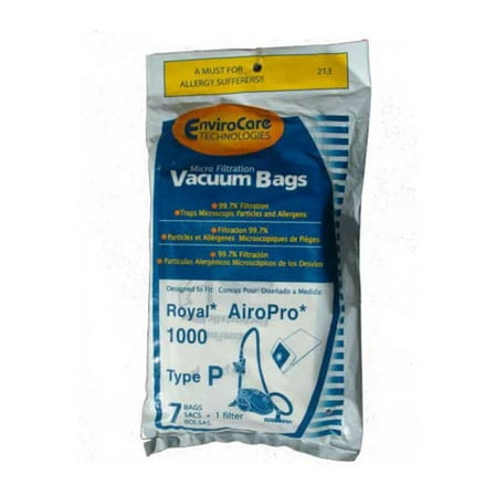 14 Royal Type P Allergy Vacuum Bags, Airpro Ry 1000, Canister Vacuum Cleaners, 3-RY1100-001