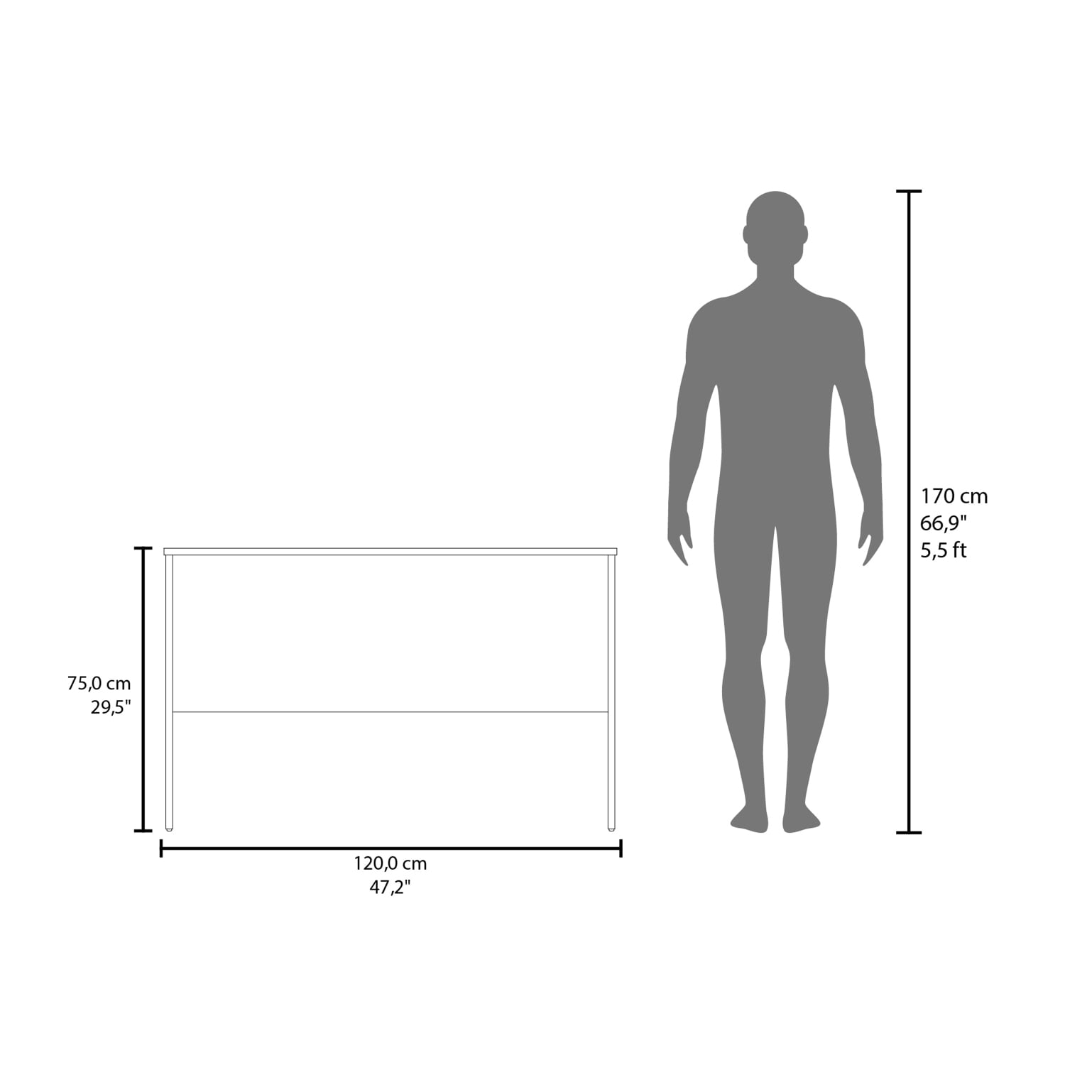 Minimalist White Work Desk for Home Office with Cable Management, 47.2" x 29.5" x 20.9"