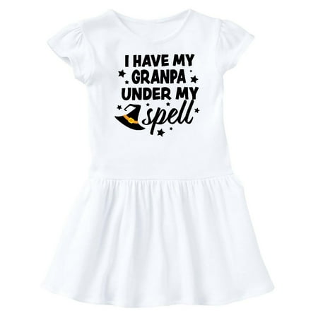 

Inktastic I Have My Granpa Under My Spell with Cute Witch Hat Gift Baby Girl Dress