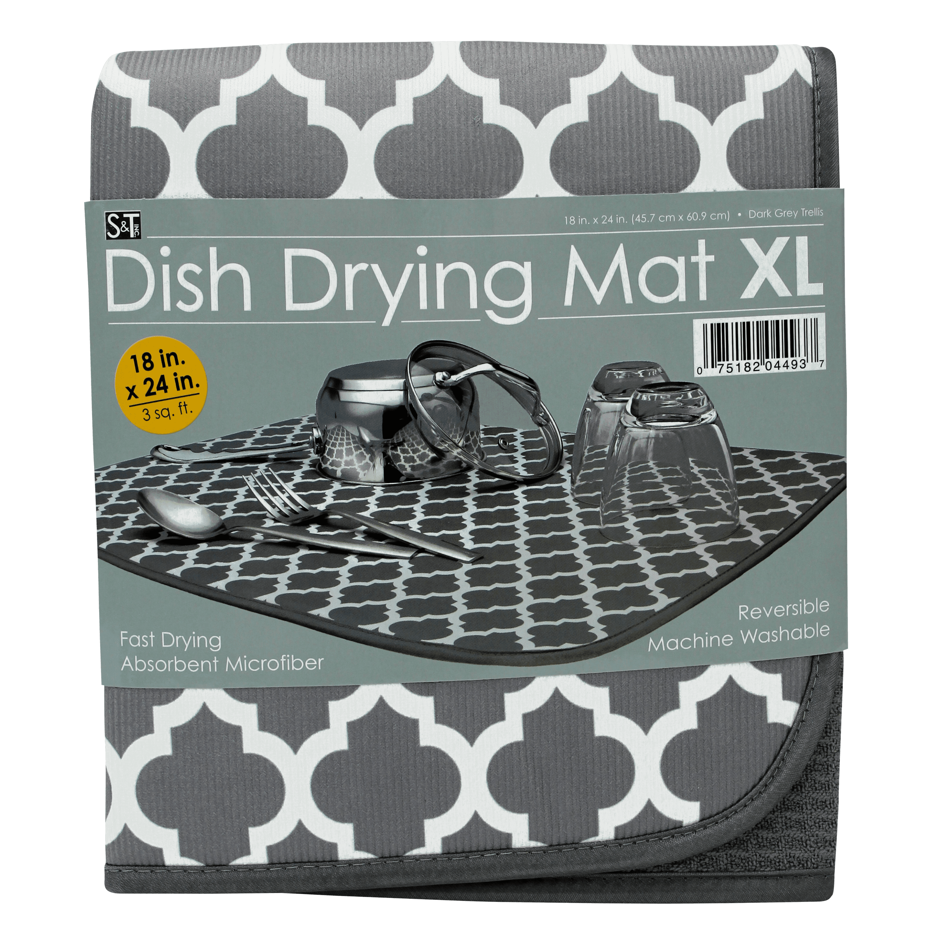 White Grey Marble Dish Drying Mat for Kitchen Counter XL 18 X 24