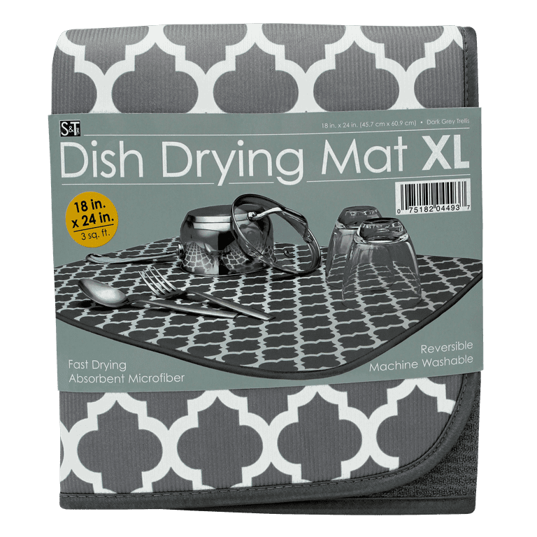 Extra Large Microfiber Dish Drying Mat, 20 x 28, BLACK CHARCOAL COLOR ,SB