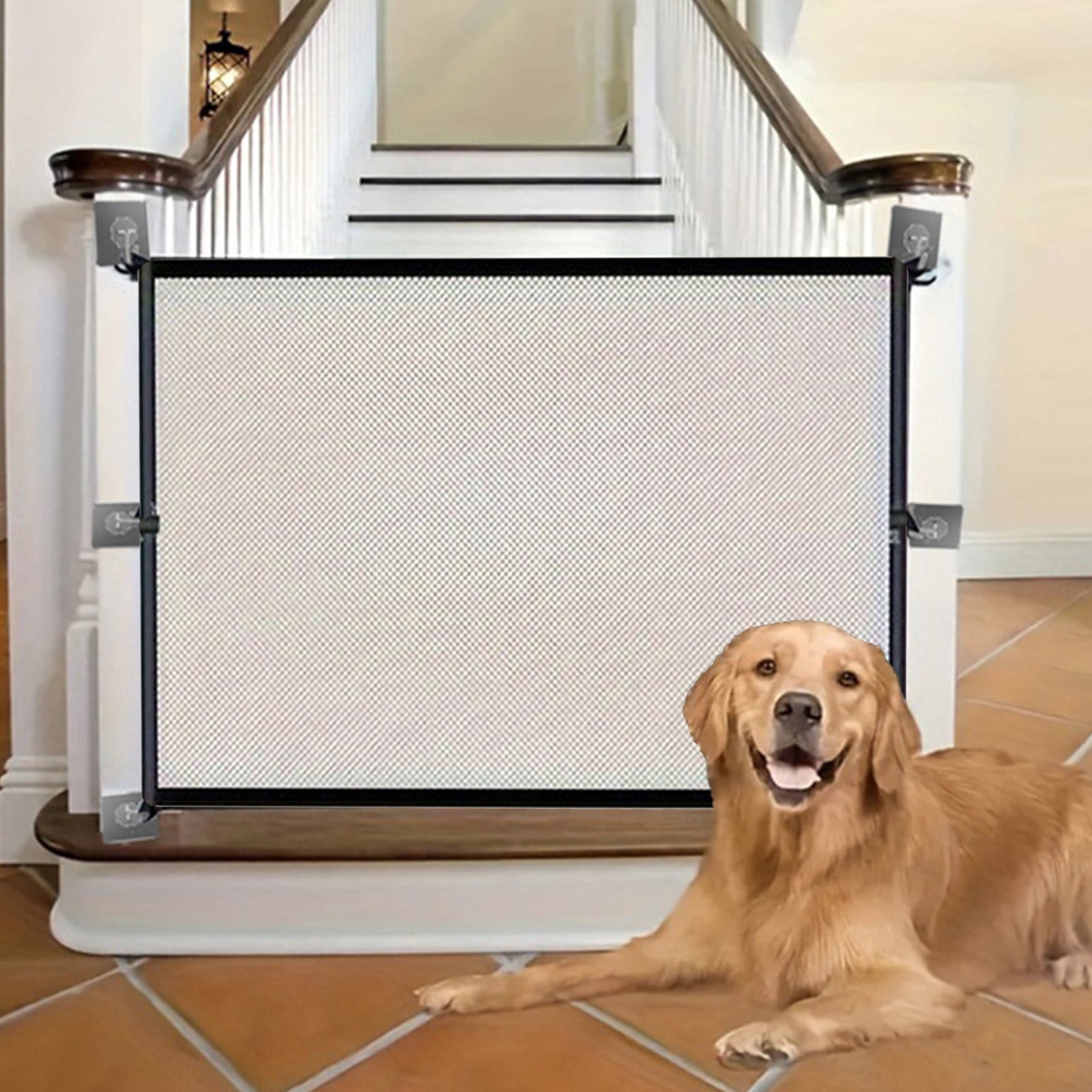 Weloille Household Retractable Cats and Dog Isolation Protection Gate Children's Fence Gate Pet Folding Isolation Net