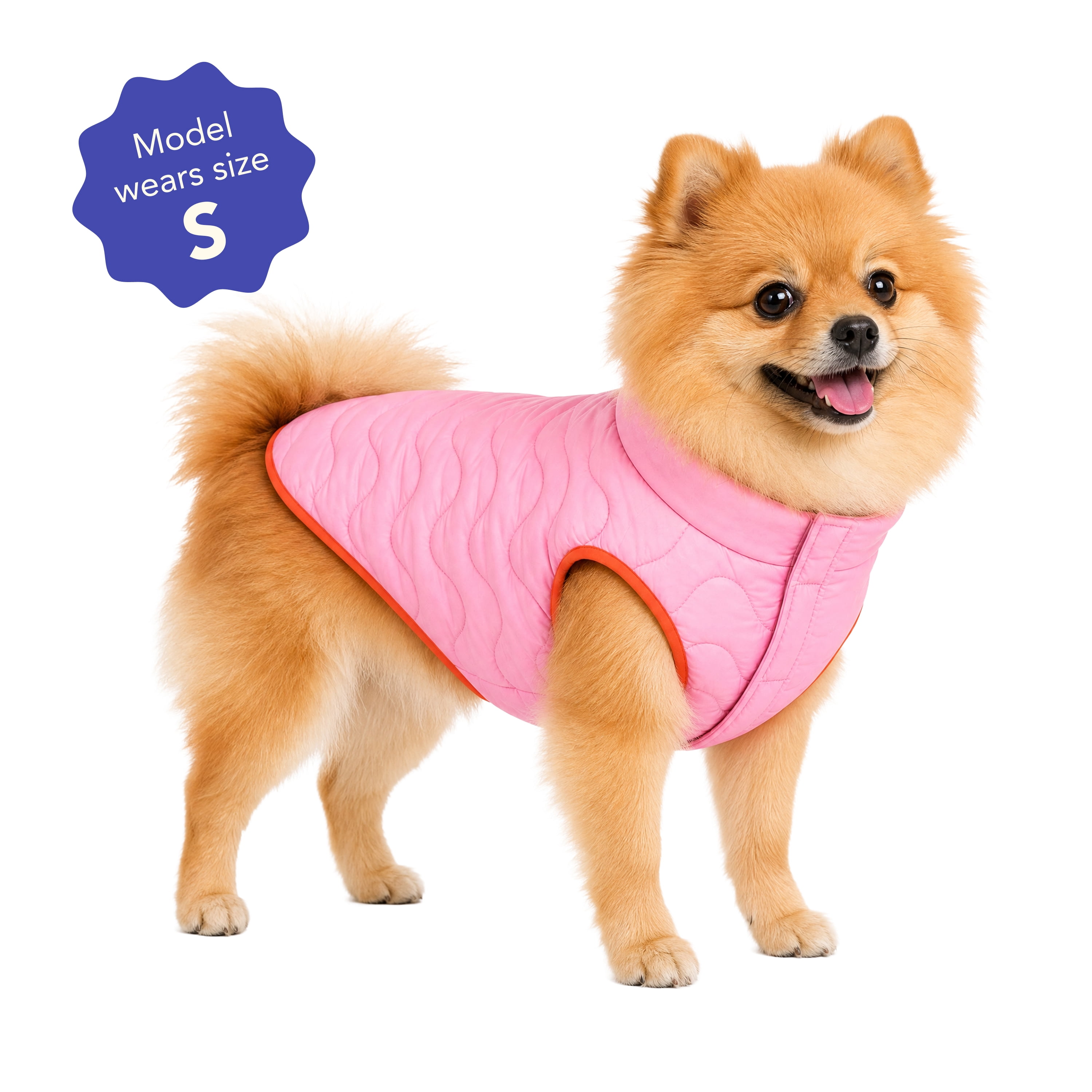 Oodles Quilted Fall Puffer Dog Jacket, Pink, Small