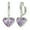 Purple, variant on Women's Silver Plated Metal Heart Charm Huggie Hoop Earrings (Light Amethyst / Silver)