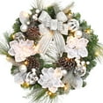 thumbnail image 1 of Juiluna Christmas Wreaths with Lights, 24 Inch Silver White Christmas Wreath for Front Door, Battery Operated Christmas Decoration with Bow Flowers Ball Ornaments for Wall Window Holiday Party Decor, 1 of 13