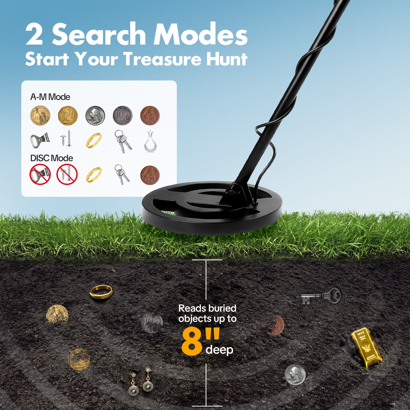 Fovendi Metal Detector for Adults & Kids,Waterproof Professional Higher Accuracy Gold Detector with LCD Display, Adjustable 30" to 42" Gold Finder Outdoor for Gift