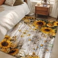 thumbnail image 4 of Area Rugs for Living Room Bedroom, Farmhouse Sunflower 4'x6' Rug Washable Carpet Runner Indoor Outdoor, Vintage Daisy Butterflies Rustic Wood Non Slip Accent Floor Mats Rug for Kitchen, Office, 4 of 8