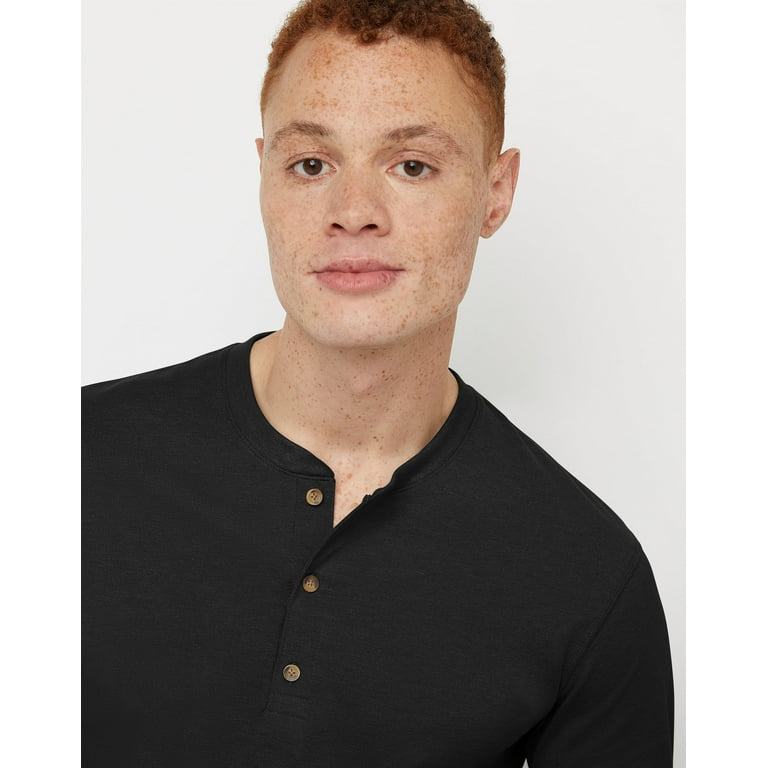 Hanes Long Sleeve Henley Shirt Mens Originals Ringspun Cotton