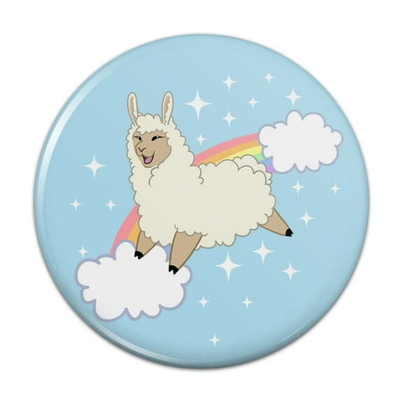 Llama on Sparkling Rainbow Pinback Button Pin