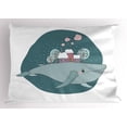 thumbnail image 1 of Whale Pillow Sham, Majestic Whale in the Sky Carrying Houses with Smoking Chimneys and Trees on His Back, Decorative Standard Size Printed Pillowcase, 26" X 20", Multicolor, by Ambesonne, 1 of 2