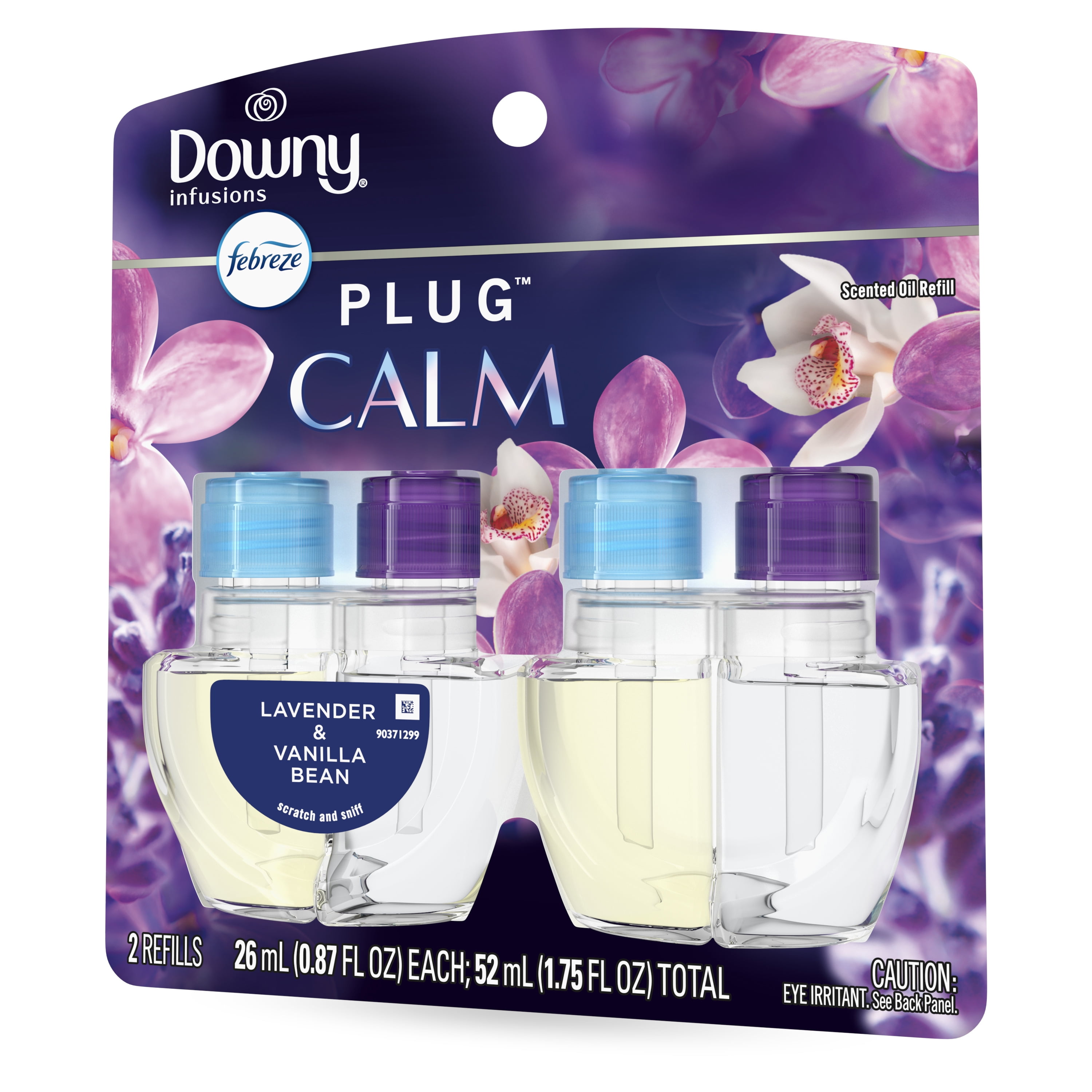 (3 pack) Febreze Plug In Air Freshener, Odor-Fighting Scented Oil Refill, Downy Calm, 2 Refills