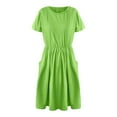 thumbnail image 3 of Lenago Women's Crewneck Short Sleeve Solid Mini Tunic Dress with Pockets, 3 of 4