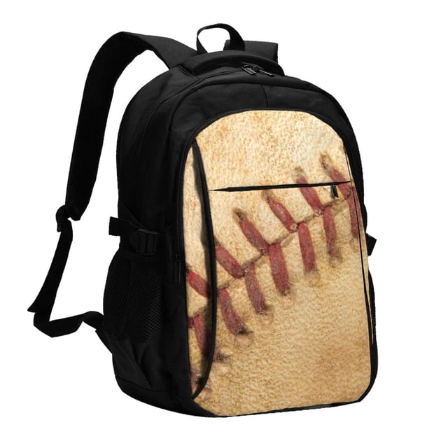 Vsdgher Vintage Baseball Print Travel Laptop Backpack, Laptops Backpack with USB Charging Port, Water Resistant Computer Bag Gift for Men & Women