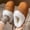 Khaki, variant on Womens Platform Slippers, Slip on Warm Non Slip Fleece-Lined Winter House Shoes Beige Size 5.5-6
