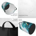 thumbnail image 5 of Circular Hamper Single Layer Laundry Basket Storage Basket Waterproof Single Layer Fabric With Handle Pe Support Strip Skyblue And White Gold Marble Small, 5 of 8