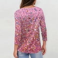 thumbnail image 3 of Fabrcox S-5xl Christmas Tree Printed Womens Graphic T Shirts Xxl Plus Size 3/4 Sleeve Tops Round Neck Holiday Tunic Lightweight Basic Tops Pink 4XL, 3 of 6