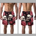 thumbnail image 3 of luoweisi Men's Beach Shorts Quick Dry Swim Trunks with Mesh Lining Roses and Skull 2XL, 3 of 5