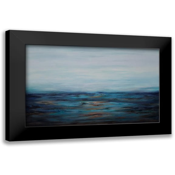 Hinz 14x10 Black Modern Framed Museum Art Print Titled - Mist Over Ocean