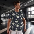 thumbnail image 3 of Wukai Lilies Flowers Print Men's Short-Sleeved Mesh T-Shirt,Quick-Dry Short Sleeve Workout T-Shirt-X-Small, 3 of 8