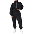 thumbnail image 2 of Lumtrix 2 Piece Sets for Women Sweatsuit Long Sleeve Half Zip Tops and Sweatpants Workout Tracksuit Matching Sets Black 3XL, 2 of 6