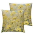 thumbnail image 2 of ARISTURING Flower Decorative Throw Pillow Cover Yellow Poppy Flower Leaf Print Pillow Case Square Cushion Cover for Home Sofa Bedroom 2pcs, 2 of 6