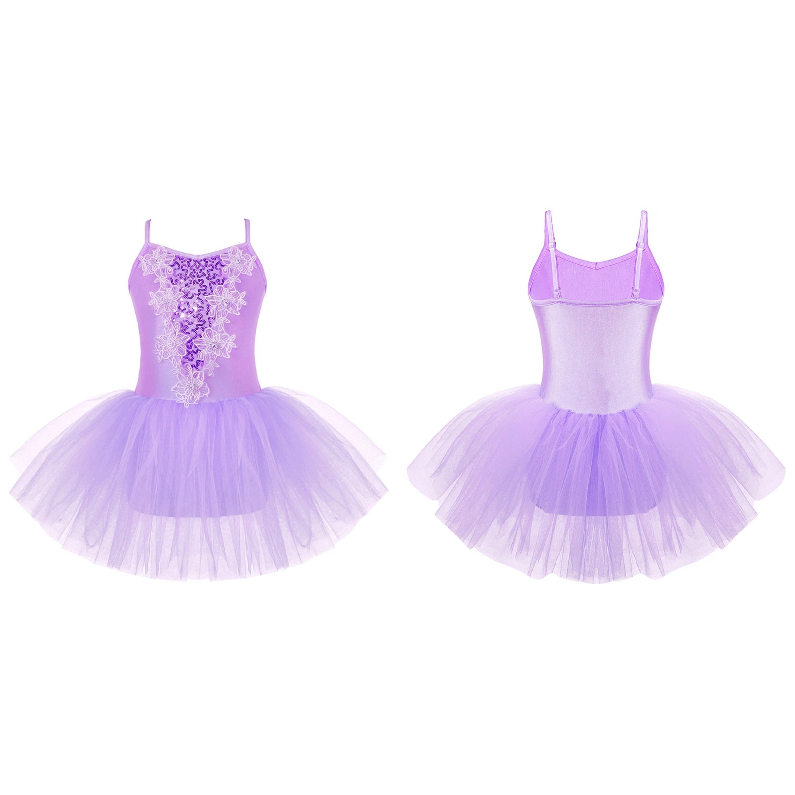DPOIS Kids Girls Sequin Lace Swan Lake Ballet Dance Dress Tutu Skirted ...