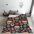 thumbnail image 4 of Skull Throw Blanket Mexican Sugar Skulls Blanket Home Decor Perfect for Couch Sofa Couch Living Room Bed Camping Travel Blankets All Season Microfiber 60"x80" Skull Gifts for Women Men Adults Kids, 4 of 6