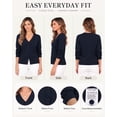 thumbnail image 4 of QUALFORT Women's 100% Cotton Lightweight Button-Front Cardigan Sweater, V-Neck Long Sleeve Knit,Navy XL, 4 of 9