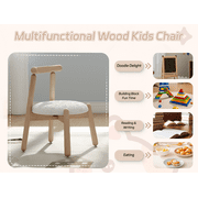 Guyou Solid Wooden Toddler Chair Ages 1-6, Boys Girls Kids Preschool Chair, Comfy Upholstered Kid Reading Chair, Sherpa Kids Desk Chair for Playroom Kindergarten Preschool Bedroom, White