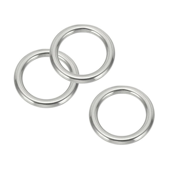 Uxcell Metal Rings 1.2 Inch 316 Stainless Steel Marine Grade O Rings for Macrame, DIY Craft, Dog Leash, Silver 3 Pcs