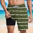 thumbnail image 2 of JUUYY Men's Swim Trunks with Compression Liner Bathing Suit Quick Dry Swimming Trunks Elastic Waist Drawstring Beach Shorts with Pocket Army Green M, 2 of 6