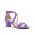 thumbnail image 1 of BLISSFUL STEP Women's Open Toe Cross Strap Mid Block Heel Sandals Purple 9, 1 of 7
