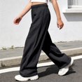 thumbnail image 5 of CPNG Girls Cotton Linen Pants Solid Color Elastic High Waist Wide Leg Pants Lightweight Comfortable Breathable Casual Pants, 5 of 6