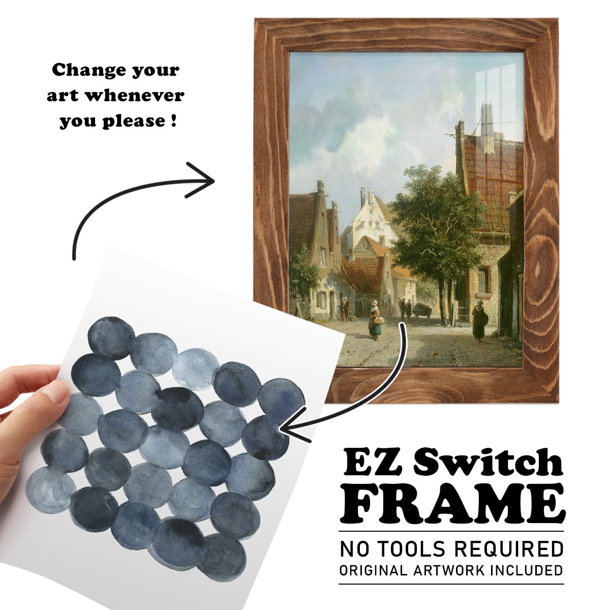 Blue Grey Density I -Framed Print w/glass-Walnut