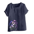 thumbnail image 5 of Fengactive Womens Crew Neck Floral Print Shirts Short Sleeve Tops Loose Fit Blouses Trendy Button Down Shirts, 5 of 5