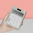 thumbnail image 3 of Rhinestone Crystal Dazzling 12 Digit Solar and Battery Dual Power ,LCD Display Calculator for Office, School White, 3 of 4