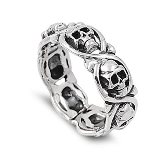 925 Sterling Silver Eternal Death Skull Ring Size 10