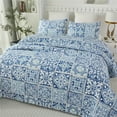 thumbnail image 2 of Lanpei Boho Bedspread Set 3-Piece King, Cotton Floral Quilt Coverlet Blue Bedding Set Lightweight Farmhouse Bedroom Hotel Quilted Bedspread (1 Coverlet+2 Pillow Shams), 2 of 7